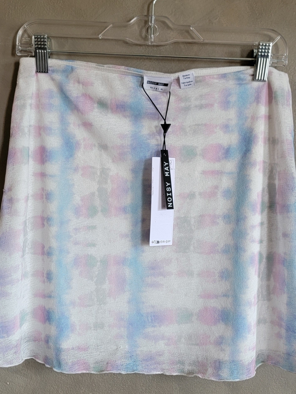 Noisy May Pastel Tie-Dye Mini Skirt - White, Light Blue, Pink, Mint - Picture 3 of 6